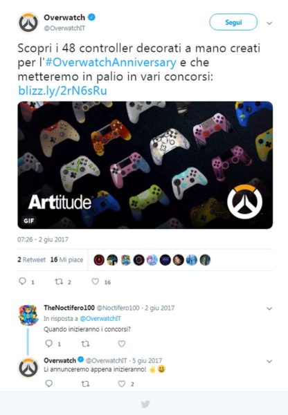 Concorso joystick Overwatch twitter